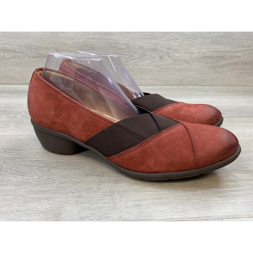 Comfortiva Women's Rust Red Leather Slip On Block Heel 11 W Comfort Shoes